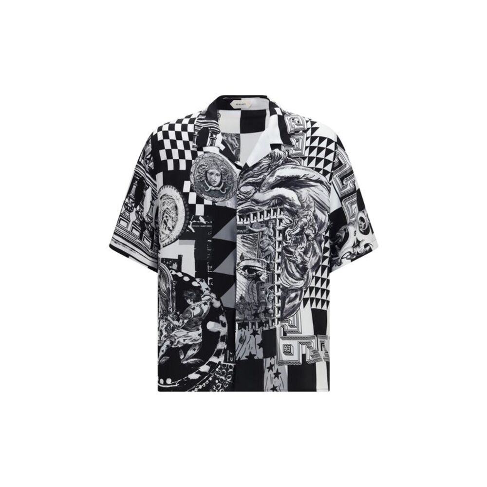 Versace Men Printed Silk Twill Shirt